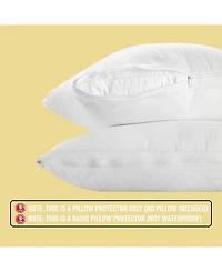 Circles Home 100% Cotton Breathable Pillow Protector with Zipper – White ( Pack