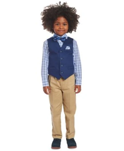 Nautica Boys Twill Machine Washable Vest Shirt Pants Bow Tie 4 Pc. Set