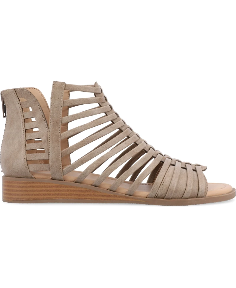 Journee Collection Women's Delilah Gladiator Sliver Wedge Sandals