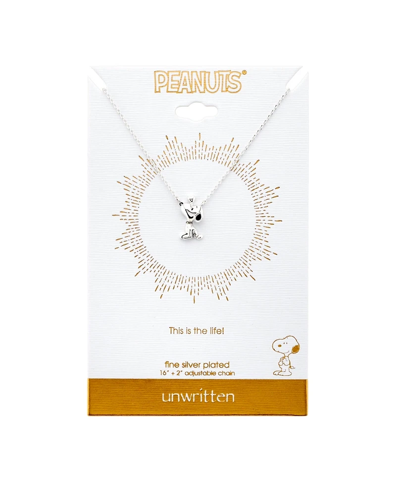 Unwritten Peanuts Snoopy Necklace in Silver Plate