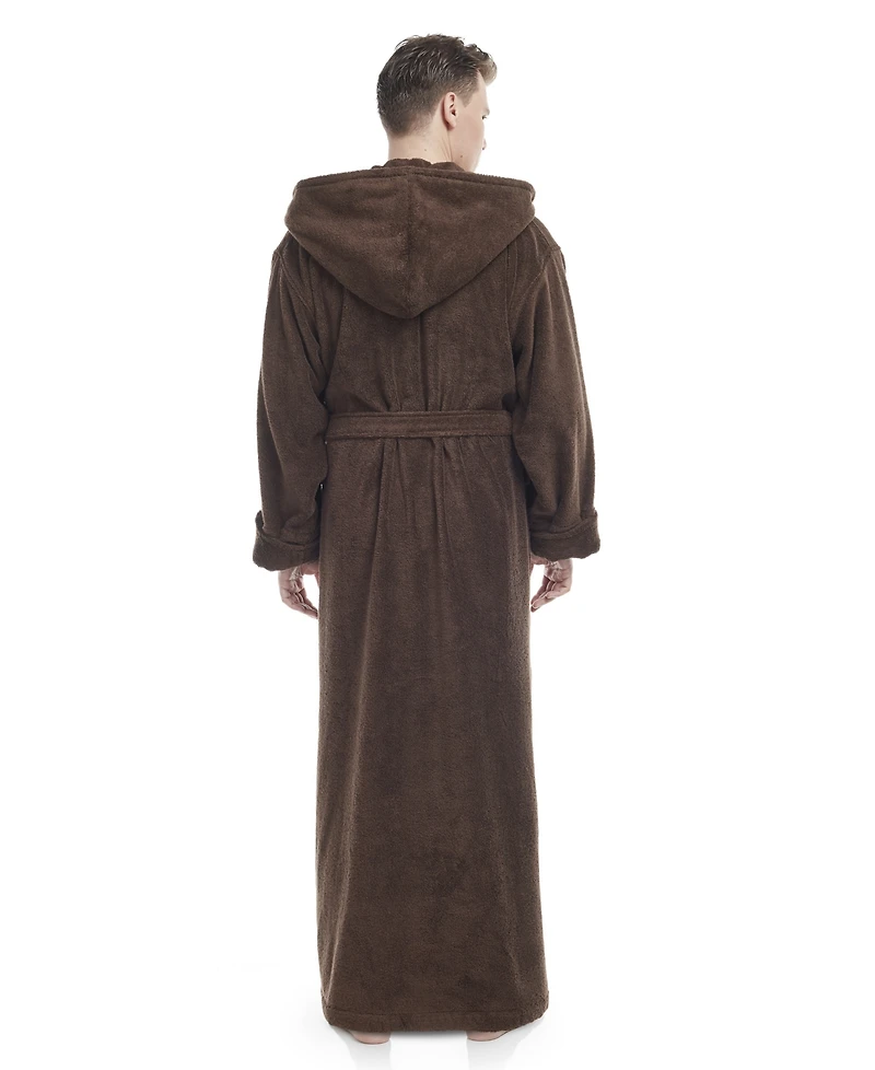 Arus Men's Thick Full Ankle Length Hooded Turkish Cotton Bathrobe