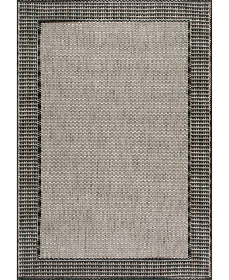 nuLoom Dawn Gris Border Gray 5'3" x 7'6" Outdoor Area Rug