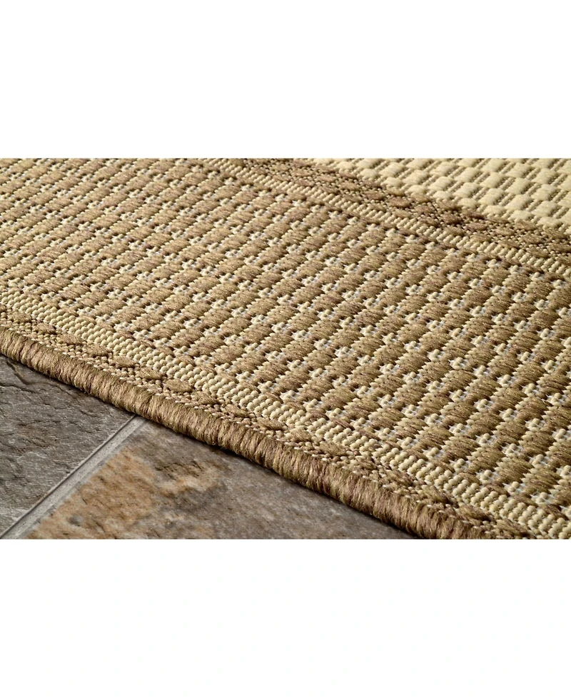 nuLoom Dawn Gris Border Beige 5'3" x 7'6" Outdoor Area Rug