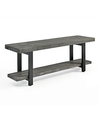 Alaterre Furniture Pomona Metal and Wood Wall Coat Hook with Bench