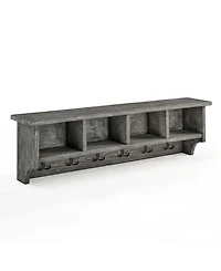 Alaterre Furniture Pomona Metal and Wood Wall Coat Hook with Bench