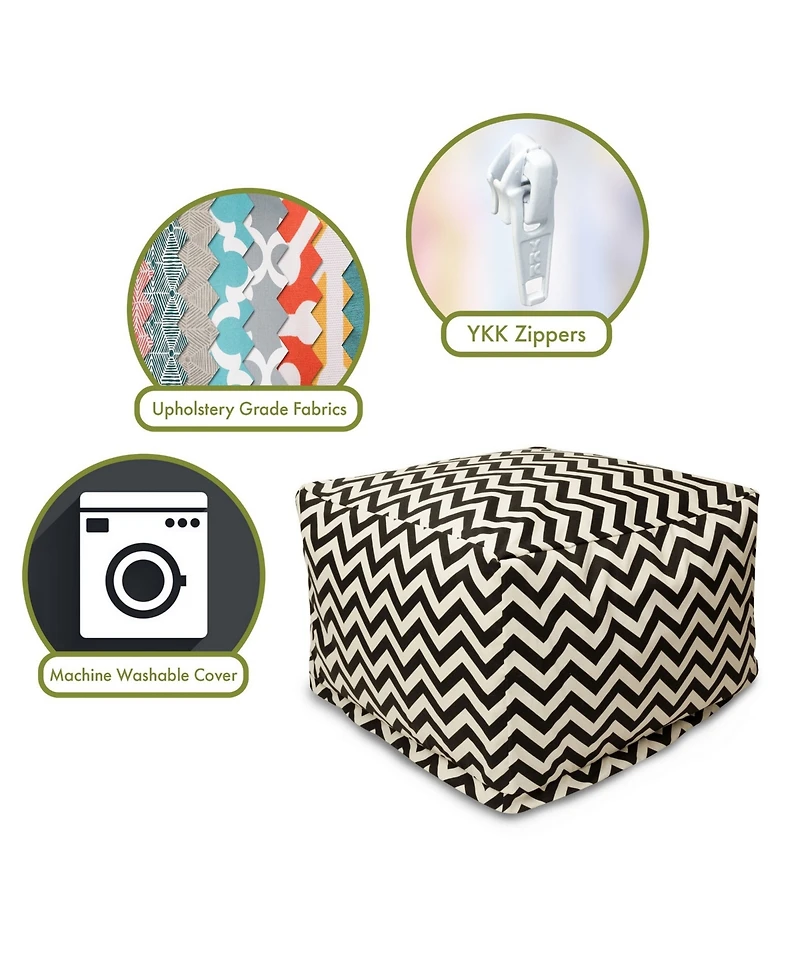 Majestic Home Goods Chevron Ottoman Square Pouf with Removable Cover 27" x 17"