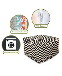 Majestic Home Goods Chevron Ottoman Square Pouf with Removable Cover 27" x 17"