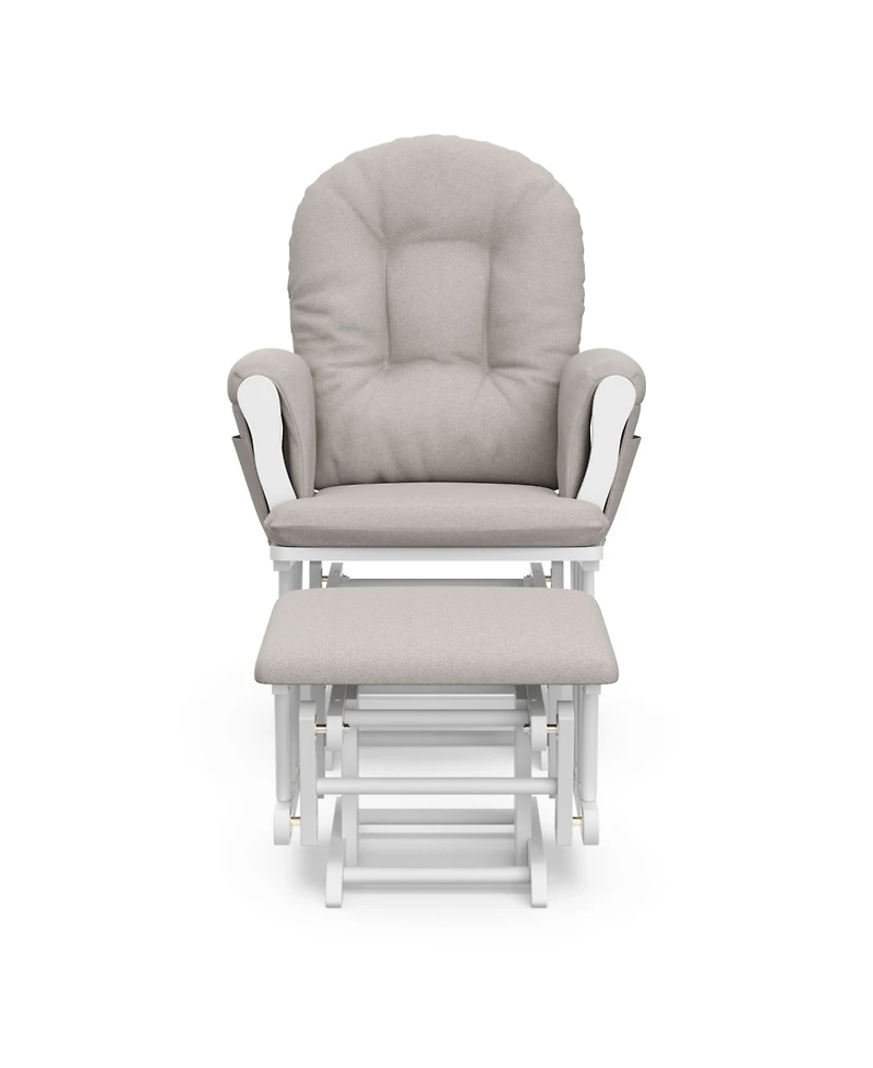 Storkcraft Hoop Glider and Ottoman - White with Pink