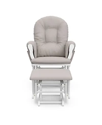 Storkcraft Hoop Glider and Ottoman - White with Pink