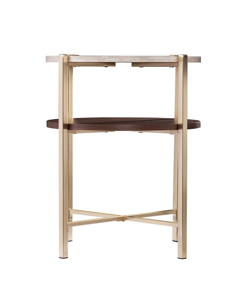 Southern Enterprises Valera Round End Table with Faux Marble Top