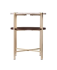 Southern Enterprises Valera Round End Table with Faux Marble Top