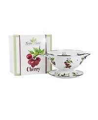 Golden Rabbit Cherry Enamelware 2-Piece Giftboxed Colander