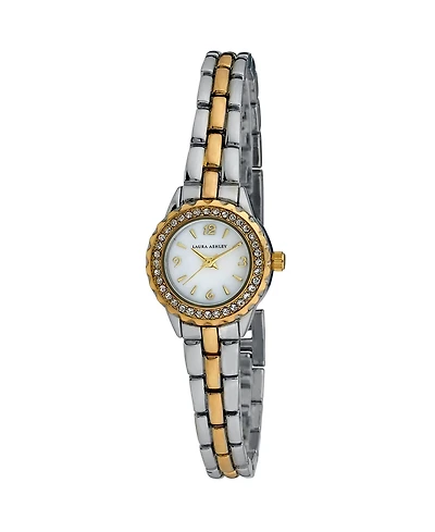 Laura Ashley Women's Mini Link Crystal Bezel Pink Multi Bracelet Watch 26mm