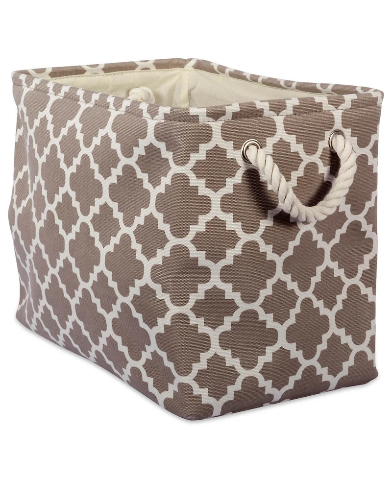 Design Imports Polyester Bin Lattice Brown Rectangle Large