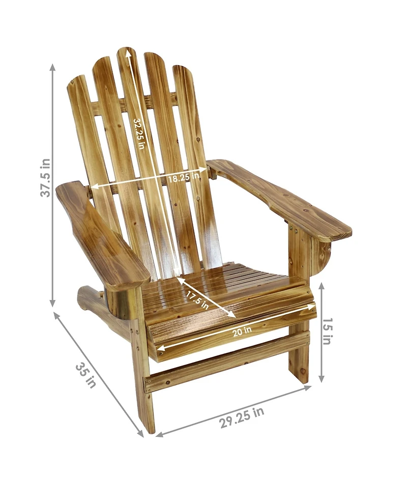 Outdoor Natural Fir Wood Rustic Lounge Backyard Patio Adirondack Chair - Light Charred Finish