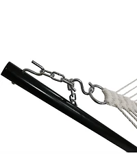 Quilted Fabric Double Hammock with 12-Foot Stand - 400-Pound Capacity - Black Stand - Red