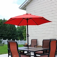 ft Outdoor Patio Umbrella - Polyester Table Market Umbrella with Push-Button Tilt and Crank - 8 Sturdy Ribs