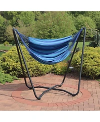 Hanging Rope Hammock Chair with Space-Saving Stand - 330 lb Weight Capacity
