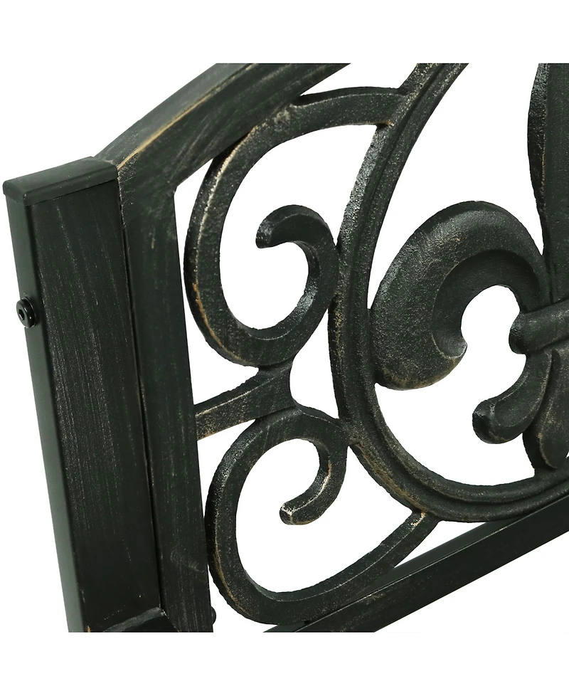 Traditional Fleur-de-Lis Design Cast Iron and Steel Outdoor Rocking Chair