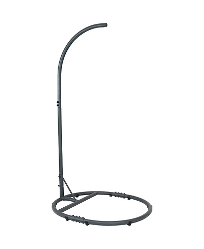 Durable Indoor/Outdoor Powder-Coated Steel Egg Chair Stand with Extra-Wide Round Base - 76" H - Black