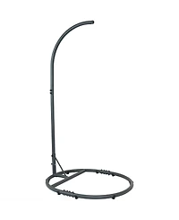 Durable Indoor/Outdoor Powder-Coated Steel Egg Chair Stand with Extra-Wide Round Base - 76" H - Black
