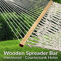 Large Two-Person Double Wide Rope Hammock with Spreader Bars for Patio and Backyard - 450 lb Weight Capacity