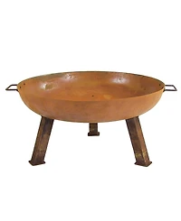 Outdoor Camping or Backyard Round Cast Iron Rustic Fire Pit Bowl with Handles