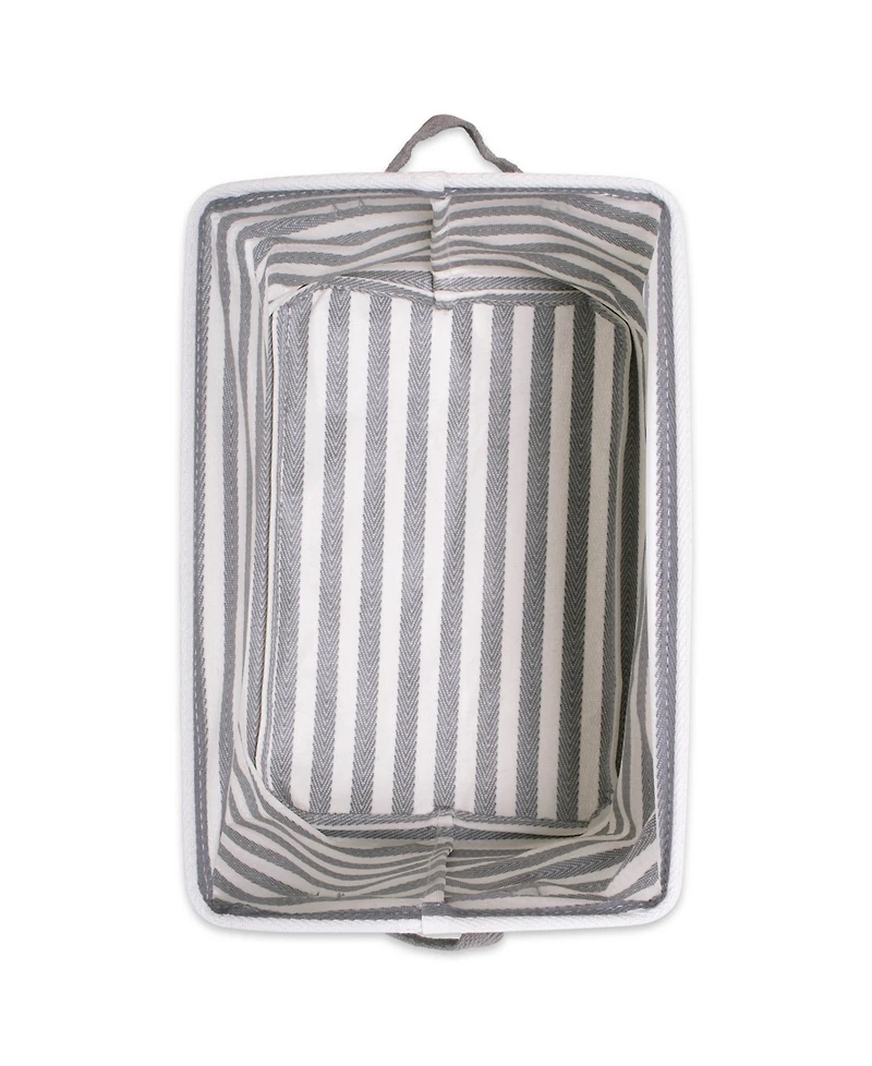 Design Imports Polyethylene Coated Herringbone Woven Cotton Laundry Bin Stripe Rectangle Set of 3