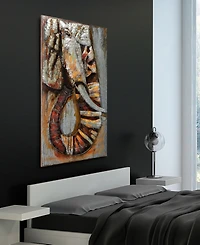 Empire Art Direct Elephant Mixed Media Iron Hand Painted Dimensional Wall Art, 60" x 40" x 2.8"