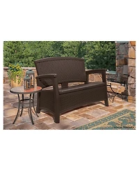 Suncast Elements BMWB5000 Resin Wicker Design Loveseat with Storage Area, Java