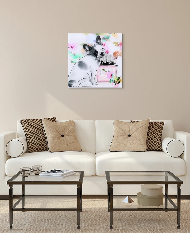 Empire Art Direct Little Frenchie Frameless Free Floating Tempered Glass Panel Dog Graphic Wall Art, 20" x 20" x 0.2"