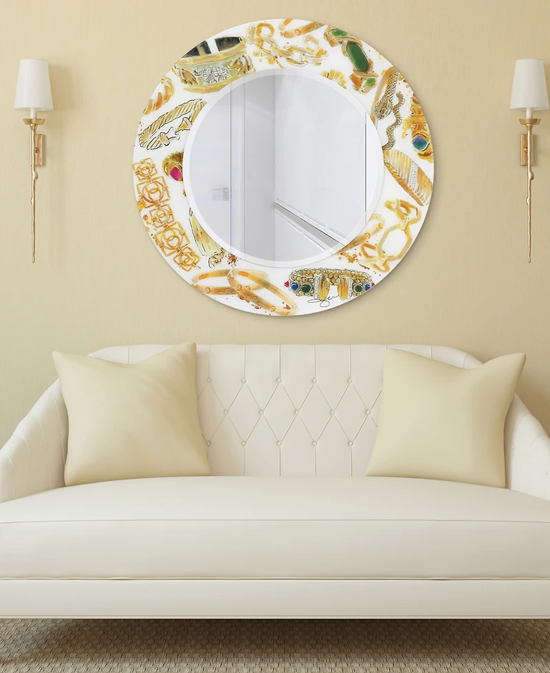 Empire Art Direct Gold Charm Round Beveled Wall Mirror on Free Floating Reverse Printed Tempered Art Glass, 36" x 36" x 0.4"