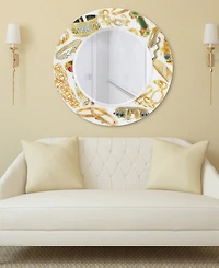 Empire Art Direct Gold Charm Round Beveled Wall Mirror on Free Floating Reverse Printed Tempered Art Glass, 36" x 36" x 0.4"