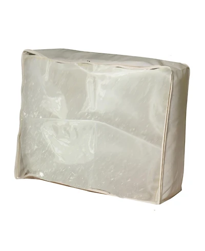 Household Essentials Canvas Blanket Storage Bag, 3 Sided Zipper with Clear Windowed Top