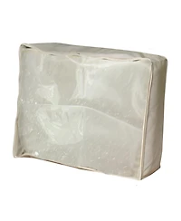 Household Essentials Canvas Blanket Storage Bag, 3 Sided Zipper with Clear Windowed Top
