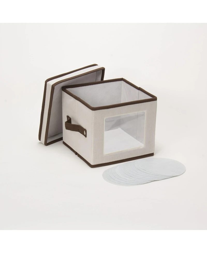 China Plate Storage Box, Salad Plate Storage, Windowed Panel, Stackable and Foldable Frame, Handles and Fully Removable Lid