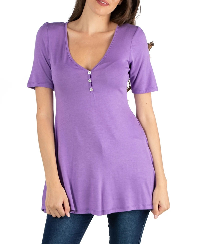 24seven Comfort Apparel Short Sleeve Tunic Top