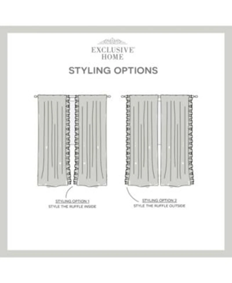 Exclusive Home Curtains Jacinta Flippable Side Ruffle Sheer Rod Pocket Curtain Panel Pair Set Of 2