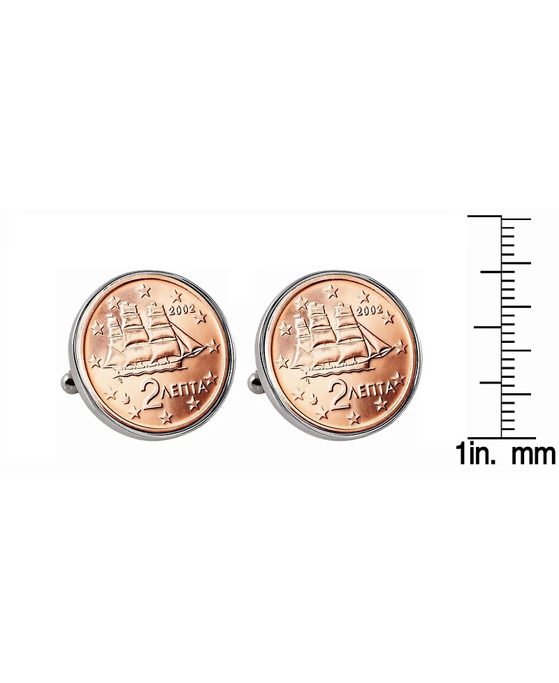American Coin Treasures Greek 2-Euro Coin Cufflinks