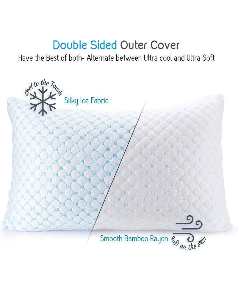 Nestl Heat and Moisture Reducing Ice Silk and Gel Infused Memory Foam 2-Pack Pillow, Standard/Queen