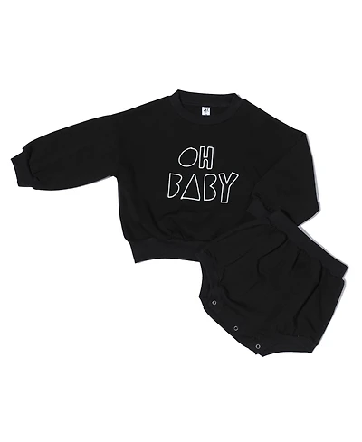 Earth Baby Outfitters Baby Girls Cotton 2 Piece Long Sleeve Fleece Set