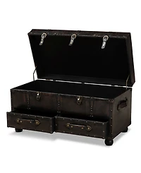 Furniture Callum Modern Transitional Upholstered 2 Drawer Storage Trunk Ottoman