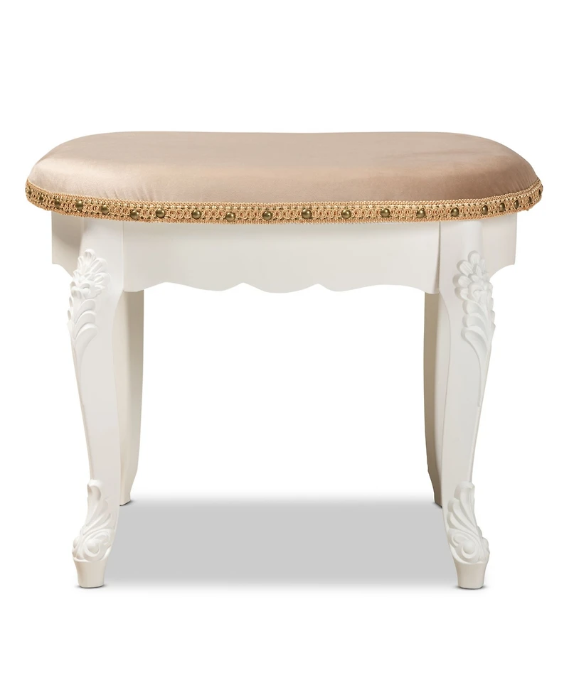 Furniture Gabrielle Traditional French Country Provincial Upholstered Vanity Ottoman