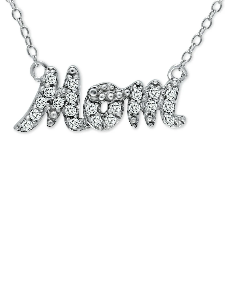 Giani Bernini Cubic Zirconia "Mom" Nameplate Necklace in 18k Gold-Plated Sterling Silver, 16" + 2" extender, Created for Macy's (Also available in sil