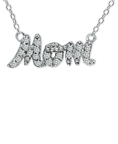Giani Bernini Cubic Zirconia "Mom" Nameplate Necklace in 18k Gold-Plated Sterling Silver, 16" + 2" extender, Created for Macy's (Also available in sil