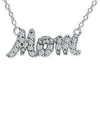 Giani Bernini Cubic Zirconia "Mom" Nameplate Necklace in 18k Gold-Plated Sterling Silver, 16" + 2" extender, Created for Macy's (Also available in sil