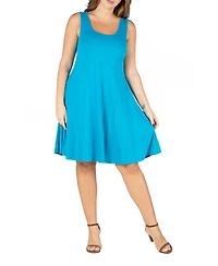 24seven Comfort Apparel Plus Fit and Flare Knee Length Tank Dress
