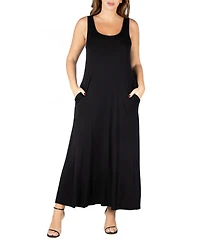 24seven Comfort Apparel Plus Sleeveless Maxi Dress with Pockets