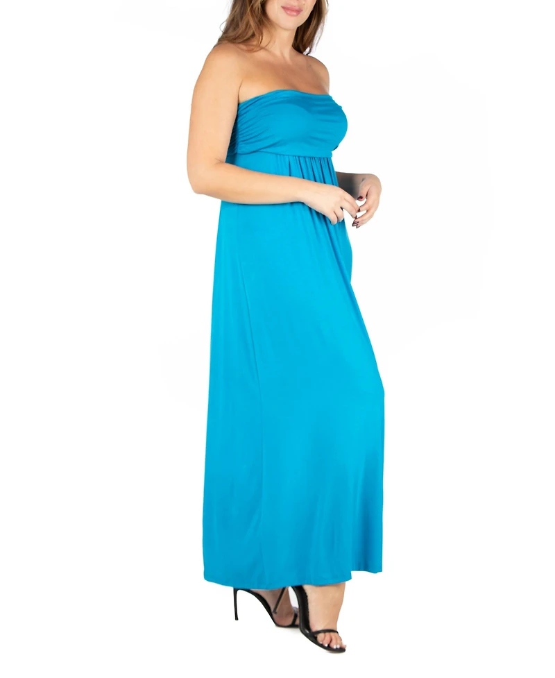 24seven Comfort Apparel Plus Strapless Maxi Dress