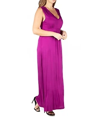 24seven Comfort Apparel Plus Sleeveless Empire Waist Maxi Dress